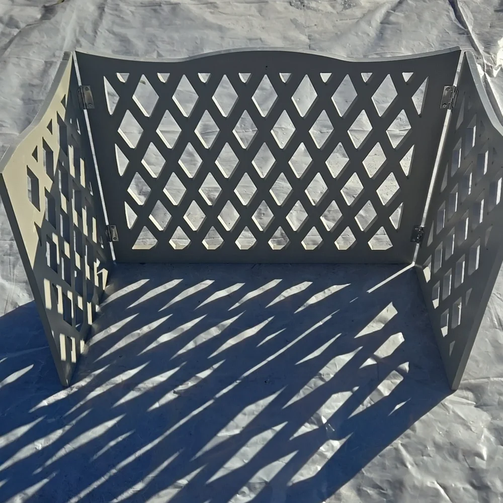 Gray Wooden Trifold Pet Gate 19Ht 48Wdth